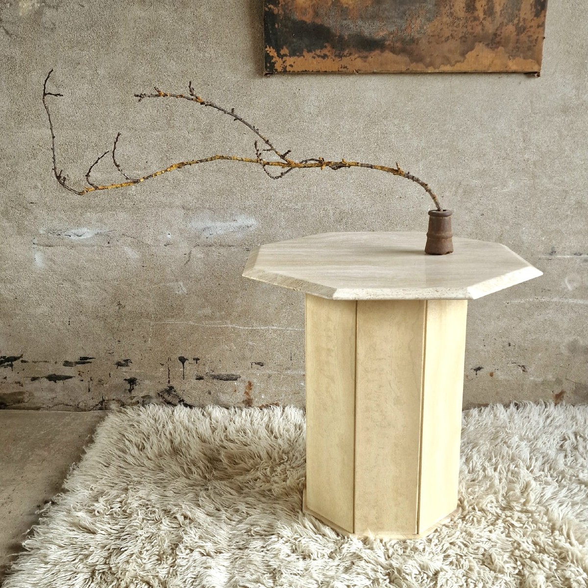 Travertine Side Table