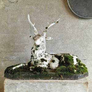 Mossy Reconstituted Stone Deer