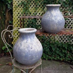 Pair Of Glazed Terracotta Urns