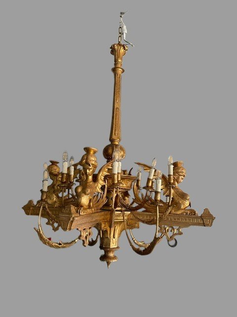 Gilt Wood Chandelier-photo-3