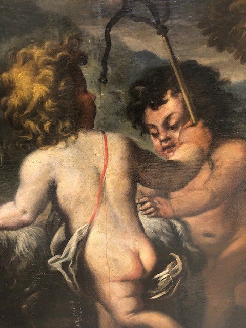 Tableau  Huile Sur Toile Représentant "jeux de putti"-photo-8