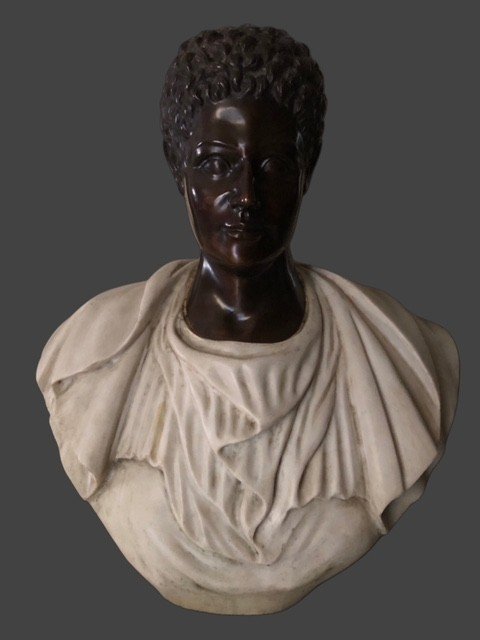 An Emperor Bust In Marble And Bronze-photo-1