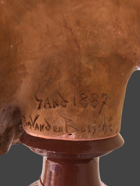 Terracotta Sculpture Signed "dom.van Den Bossche"-photo-7