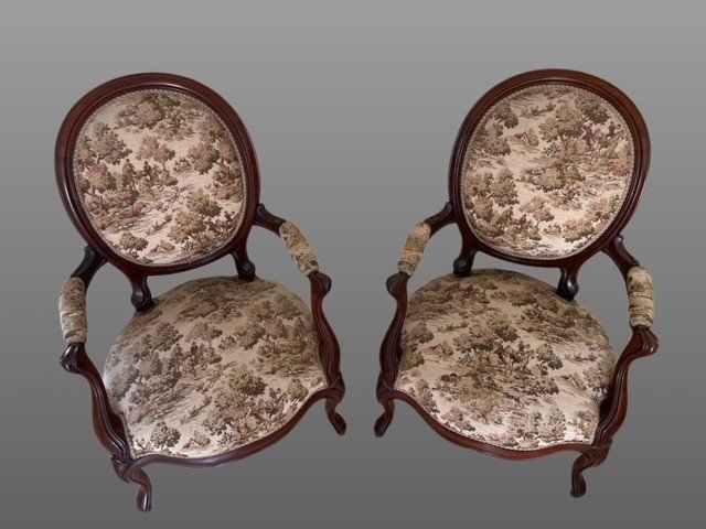 Pair Of Mahogany Armchairs.-photo-4