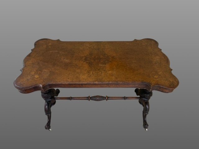 English Desk In Walnut And Burl Walnut-photo-7