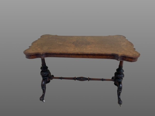 English Desk In Walnut And Burl Walnut-photo-8