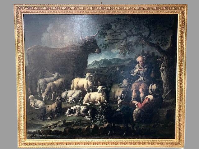 Landscape Painting With Figures And Animals. Signed Rosa 1735-photo-6