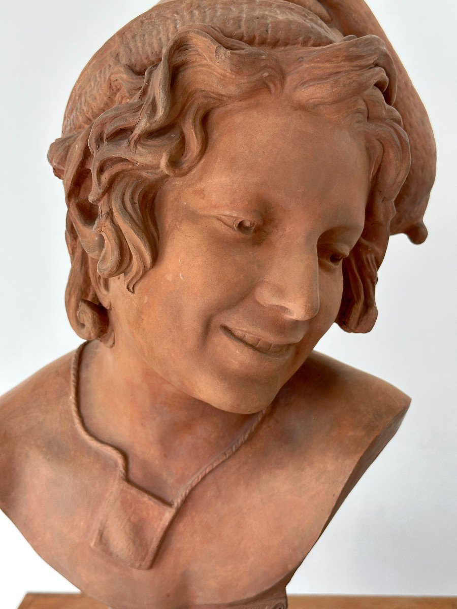 A Young Neapolitan Fisherman - After F. Rude - Terracotta Bust-photo-3