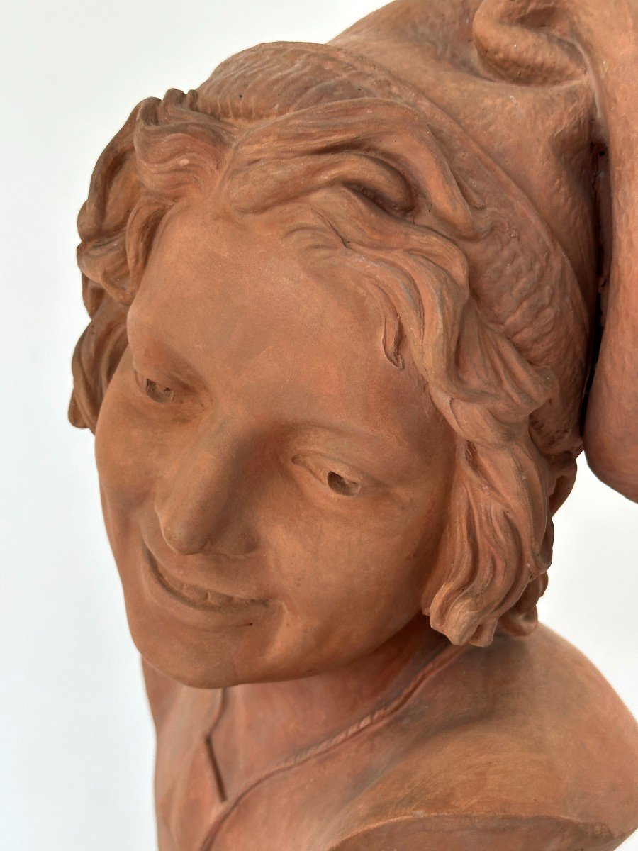 A Young Neapolitan Fisherman - After F. Rude - Terracotta Bust-photo-5