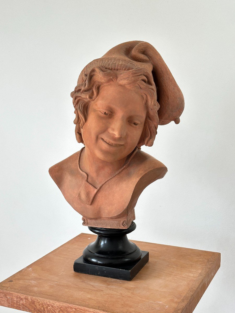 A Young Neapolitan Fisherman - After F. Rude - Terracotta Bust-photo-6