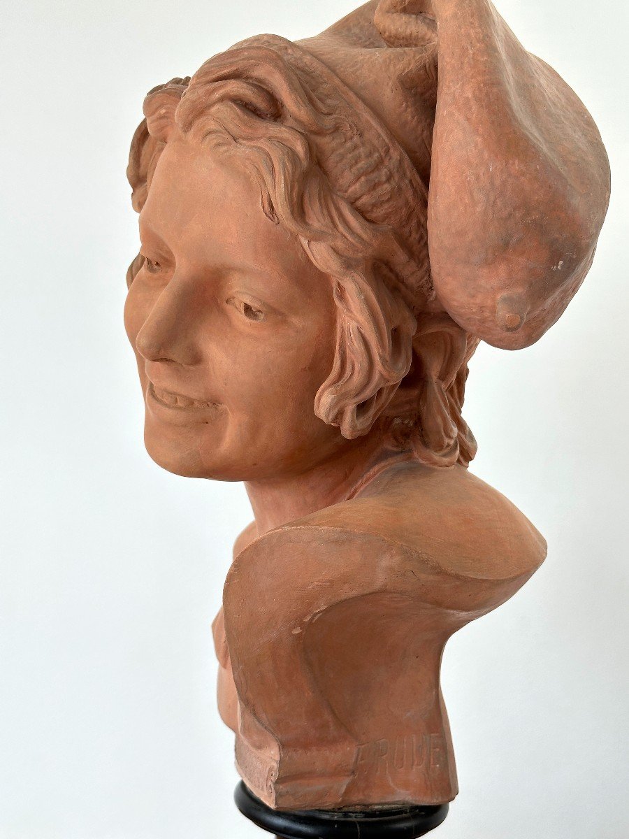 A Young Neapolitan Fisherman - After F. Rude - Terracotta Bust-photo-7