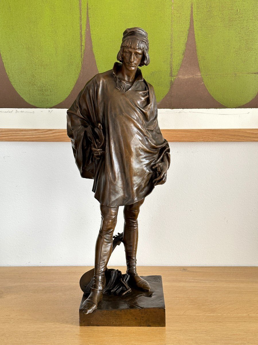 Francois Villon - After Jean François Marie Etcheto - Bronze XIX-photo-2