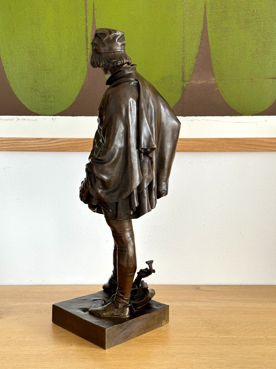 Francois Villon -  d'après Jean François Marie Etcheto - Bronze XIXe-photo-4