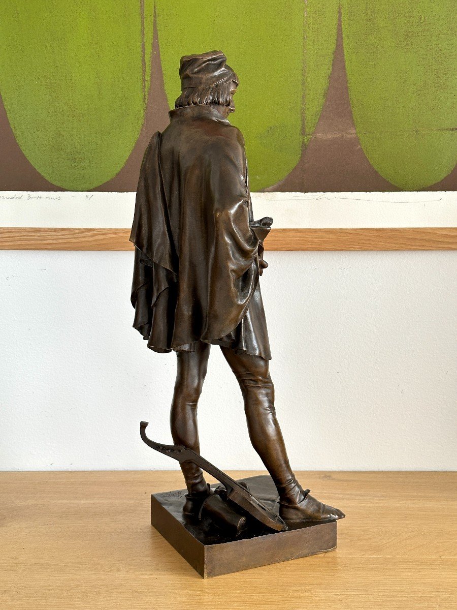 Francois Villon - After Jean François Marie Etcheto - Bronze XIX-photo-1