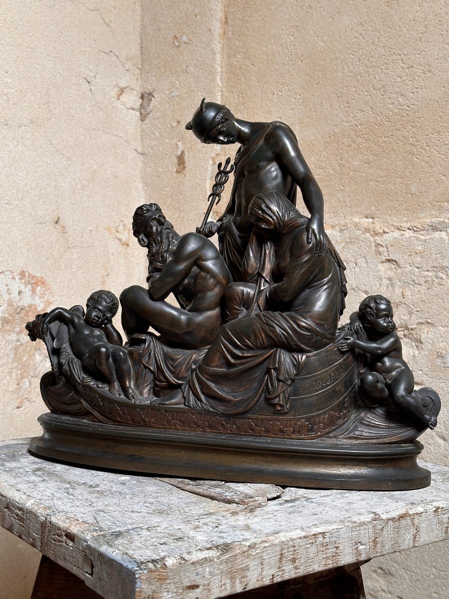 Charon et Mercure traversant le Styx - Bronze - F. F. Roubaud-photo-2