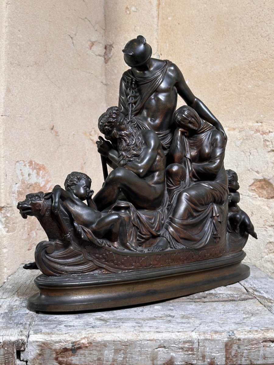 Charon et Mercure traversant le Styx - Bronze - F. F. Roubaud-photo-3