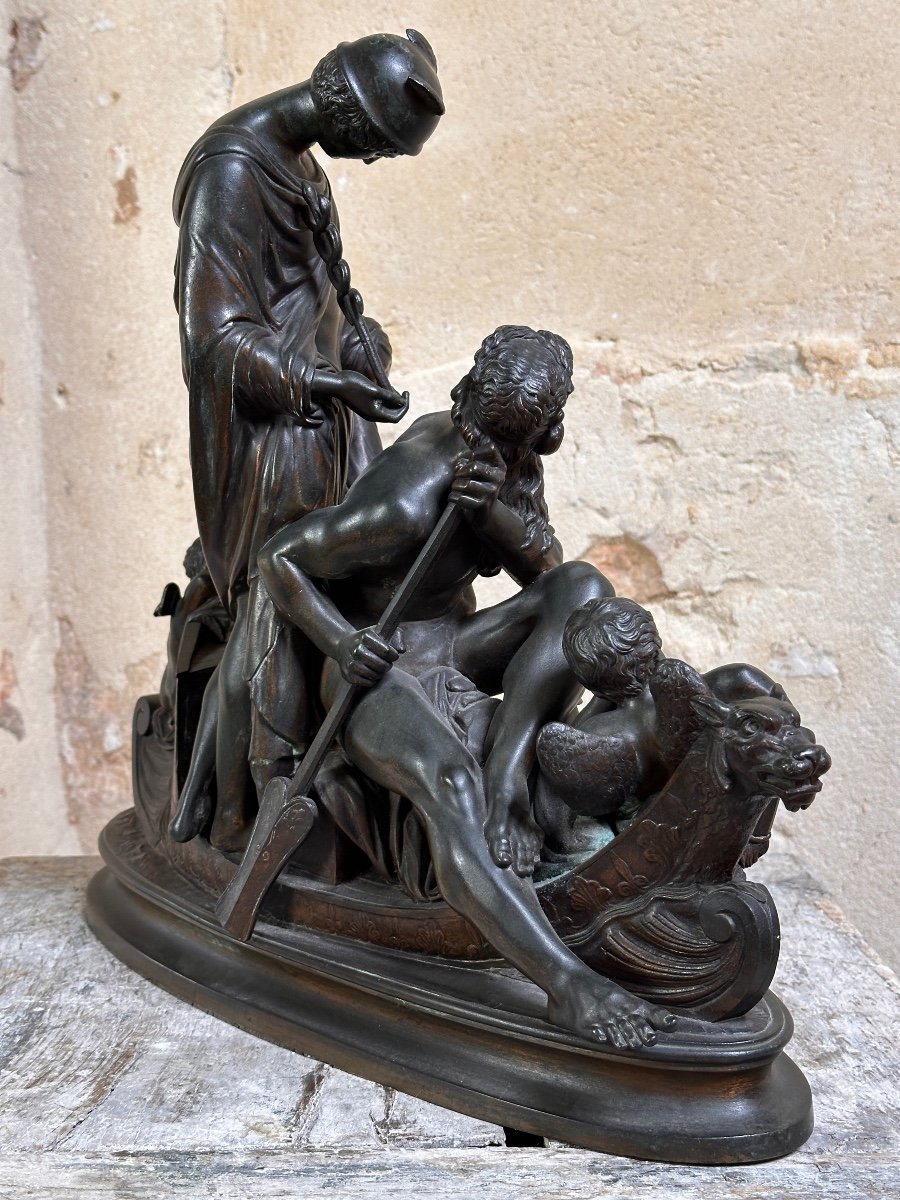 Charon et Mercure traversant le Styx - Bronze - F. F. Roubaud-photo-2