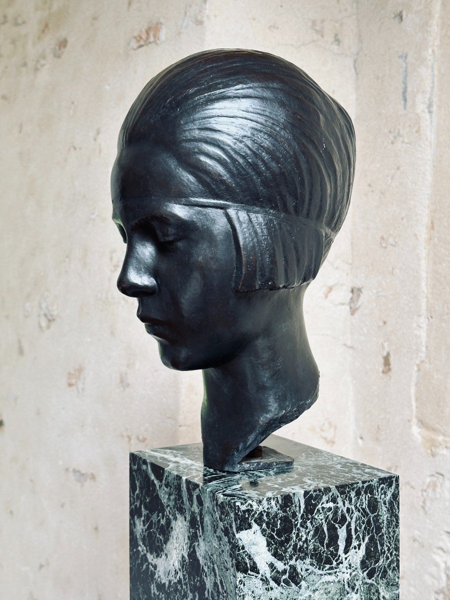 Portrait de jeune femme - Marcel Renard - Bronze Art Déco-photo-4