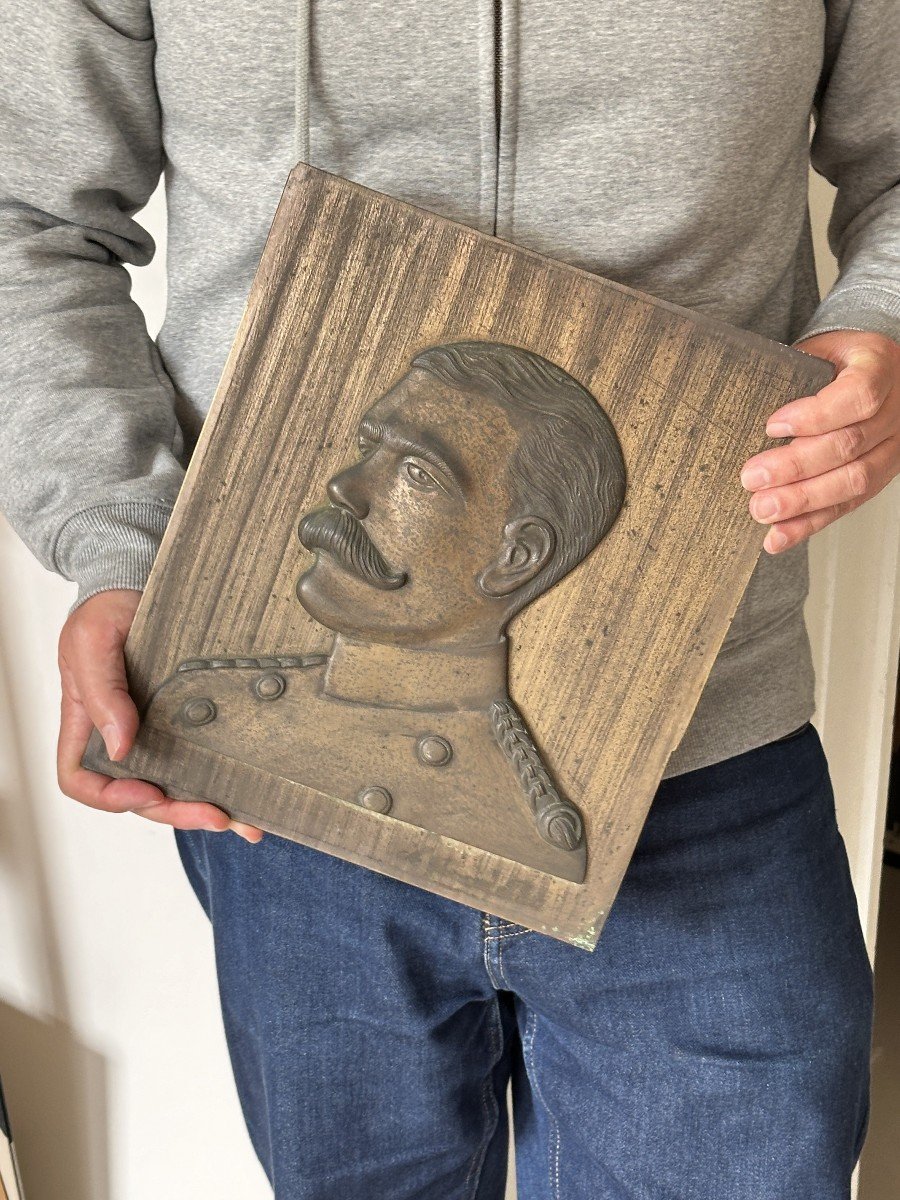 Portrait Of Lord Kitchener - Copper Plaque - Bas Relief-photo-3