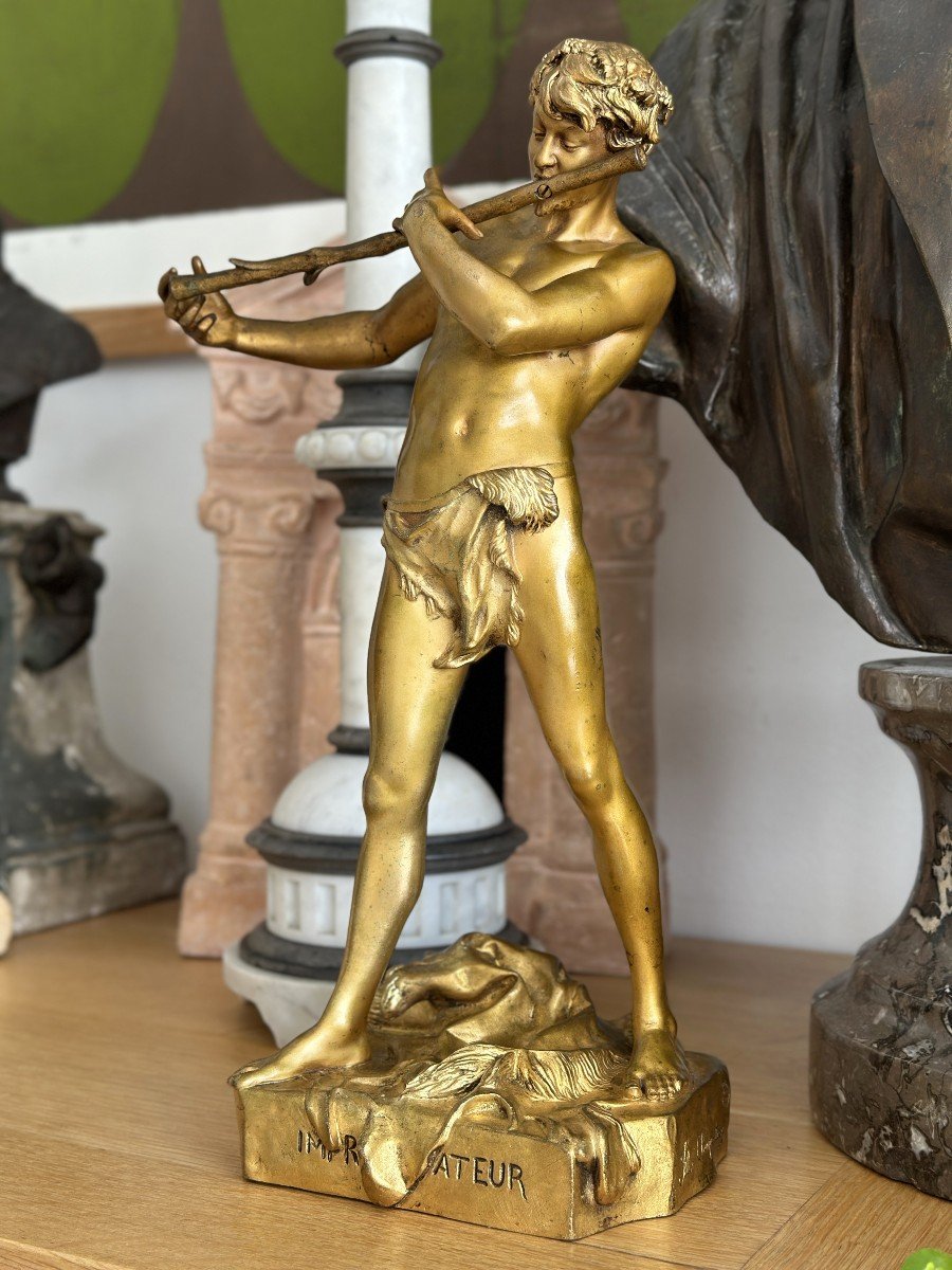 Improviser - After Félix Charpentier - Gilt Bronze-photo-8