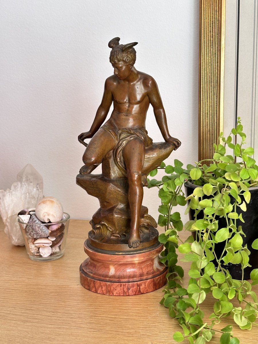 Mercure - Bronze XIXe sur un socle en marbre rose - Eutrope Bouret-photo-6