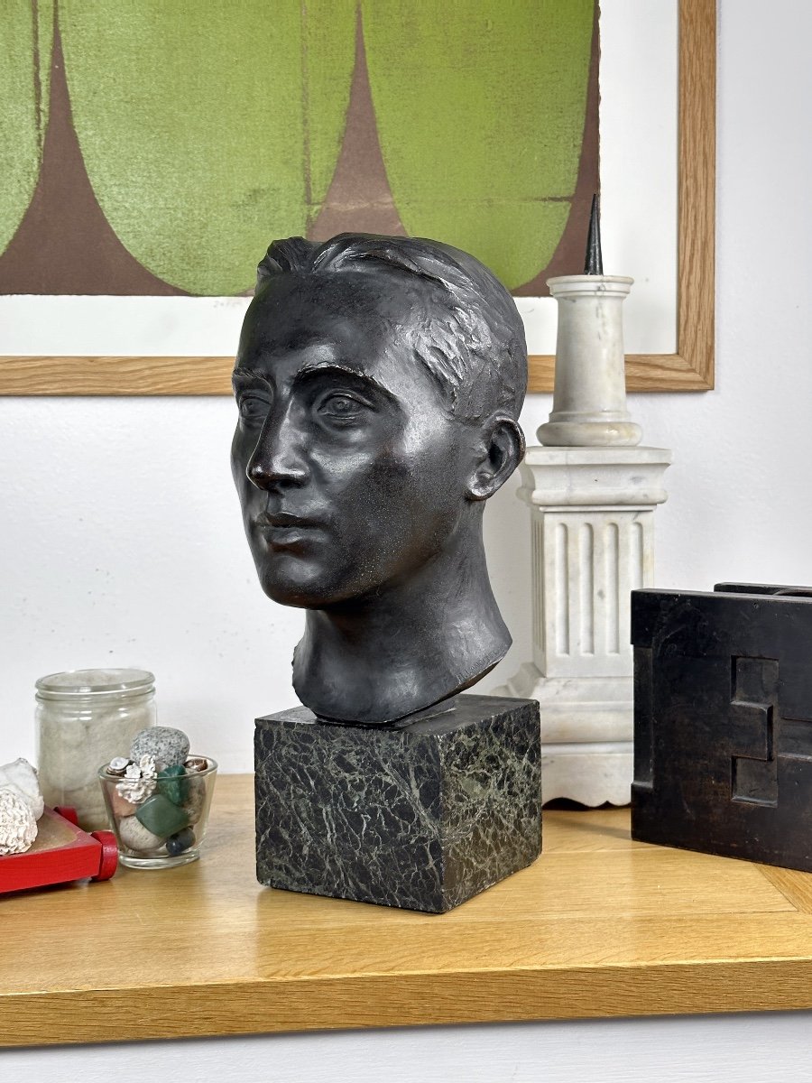 Rosa Langenegger - Head Of A Young Man - Bronze-photo-5