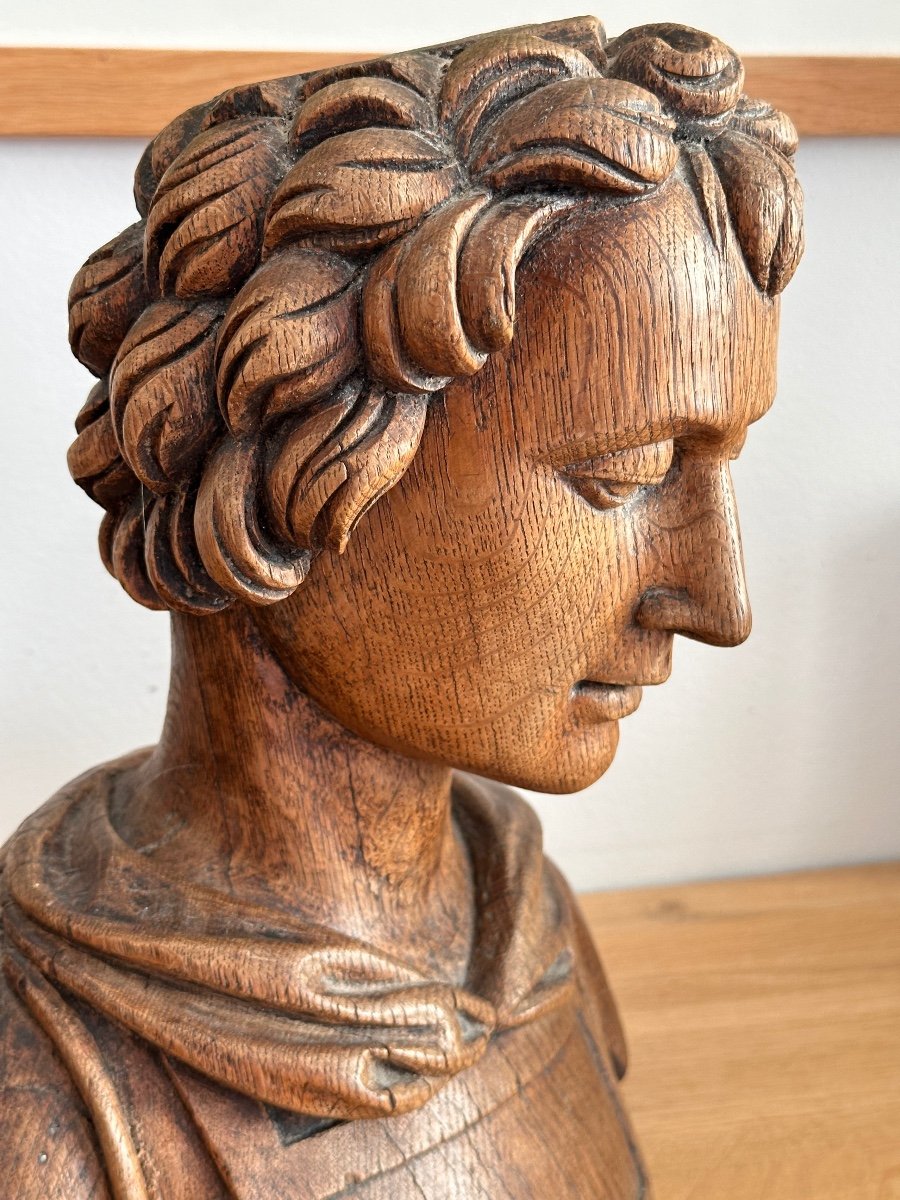 Bust Of An Ecclesiastic - Oak Sculpture - In The Style Of Reliquaries-photo-5