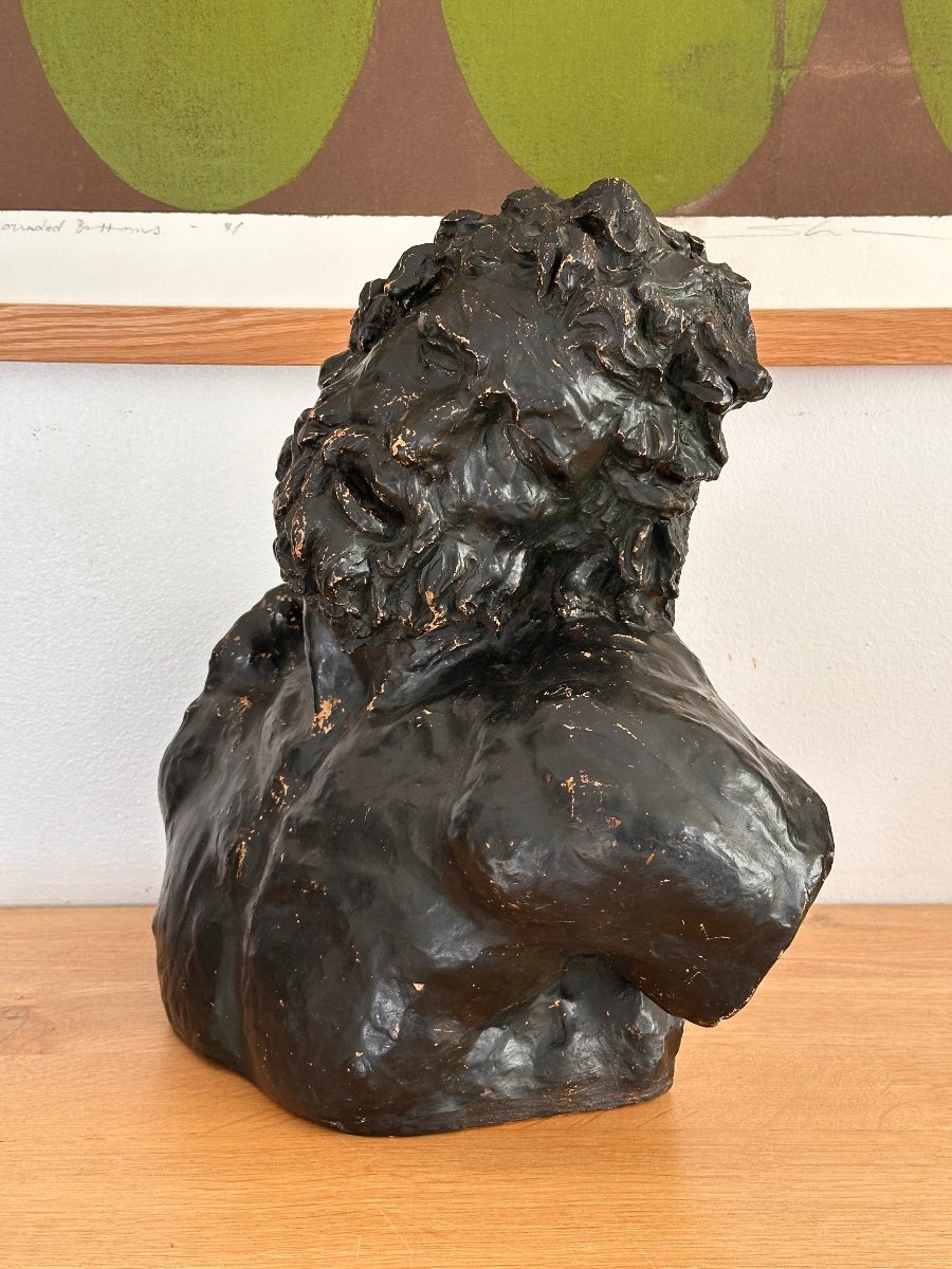 Bust Of Laocoon - Black Patinated Plaster - 19th Century-photo-2