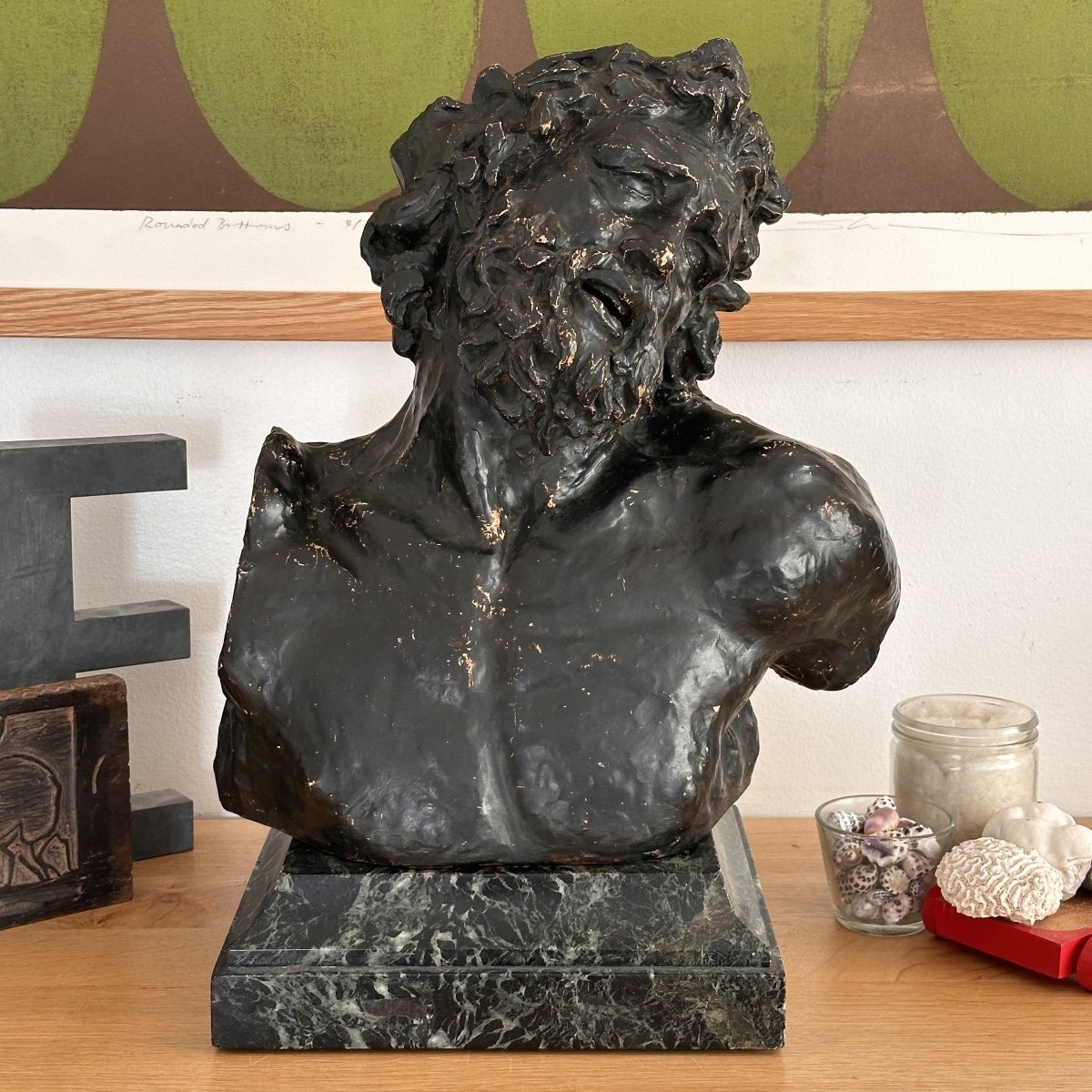 Bust Of Laocoon - Black Patinated Plaster - 19th Century