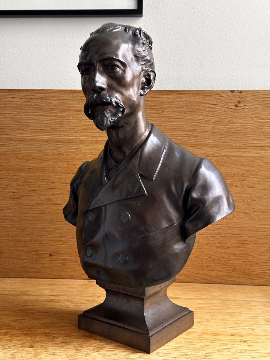 Buste d'homme - Jules Roulleau (1855-1895) - Bronze-photo-3