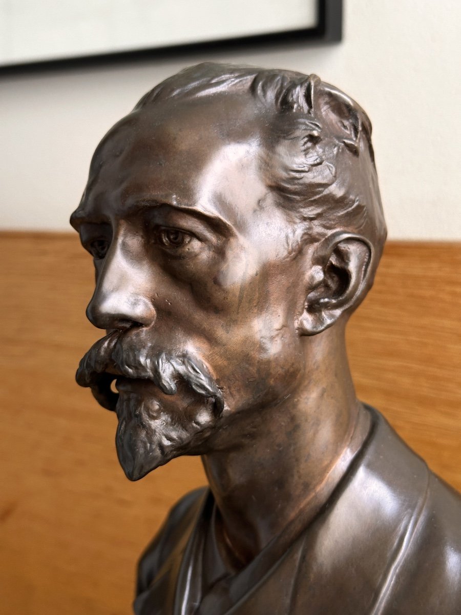 Buste d'homme - Jules Roulleau (1855-1895) - Bronze-photo-4