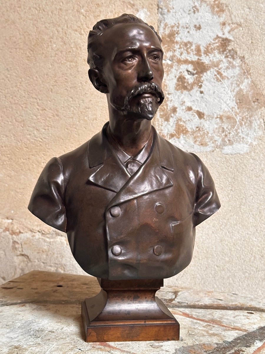 Buste d'Homme - Jules Roulleau (1855-1895) - Bronze-photo-2