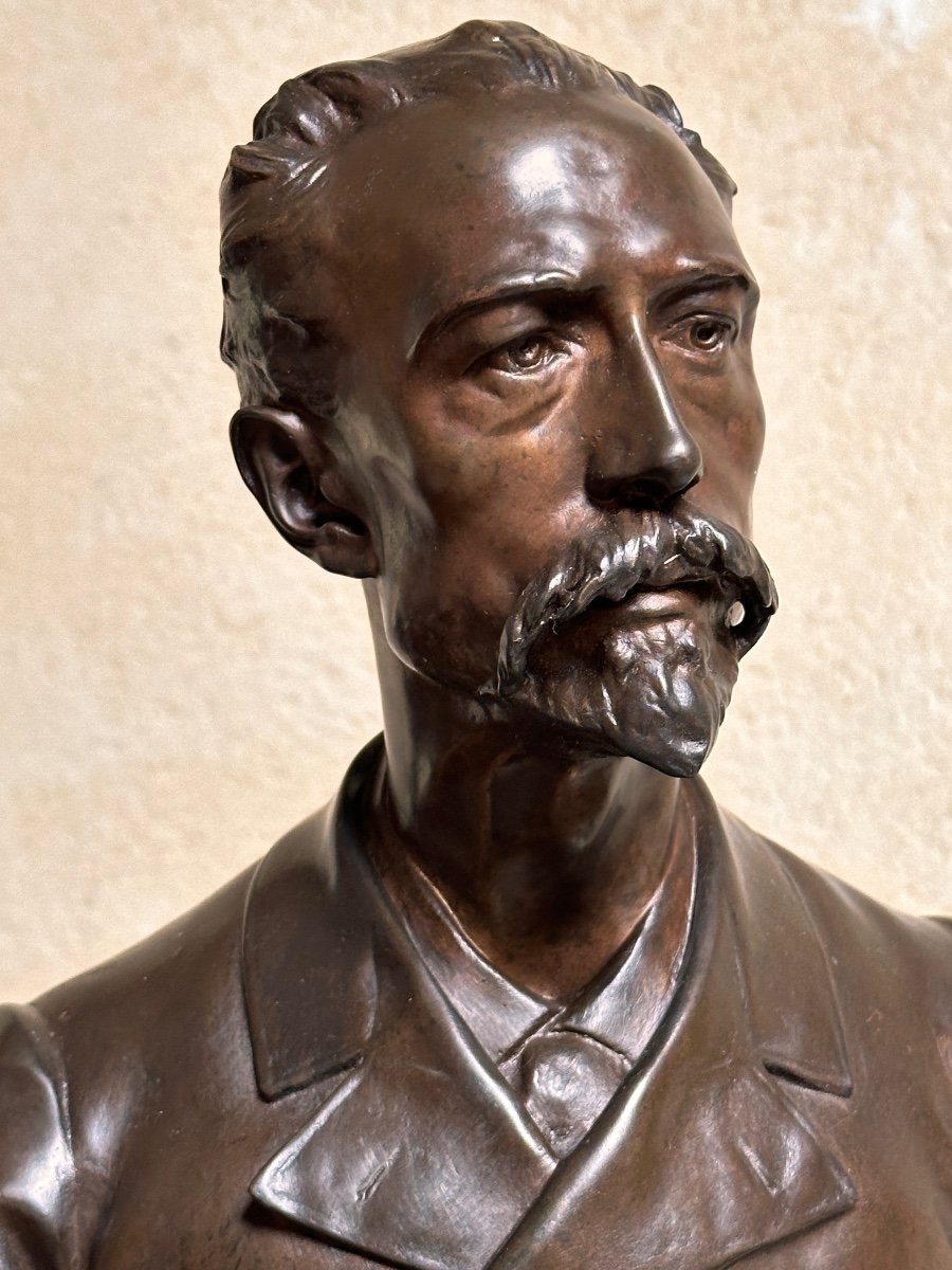 Buste d'Homme - Jules Roulleau (1855-1895) - Bronze-photo-3