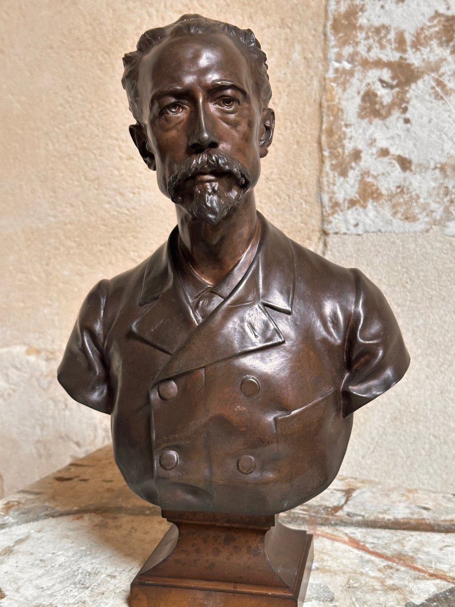 Buste d'Homme - Jules Roulleau (1855-1895) - Bronze-photo-1