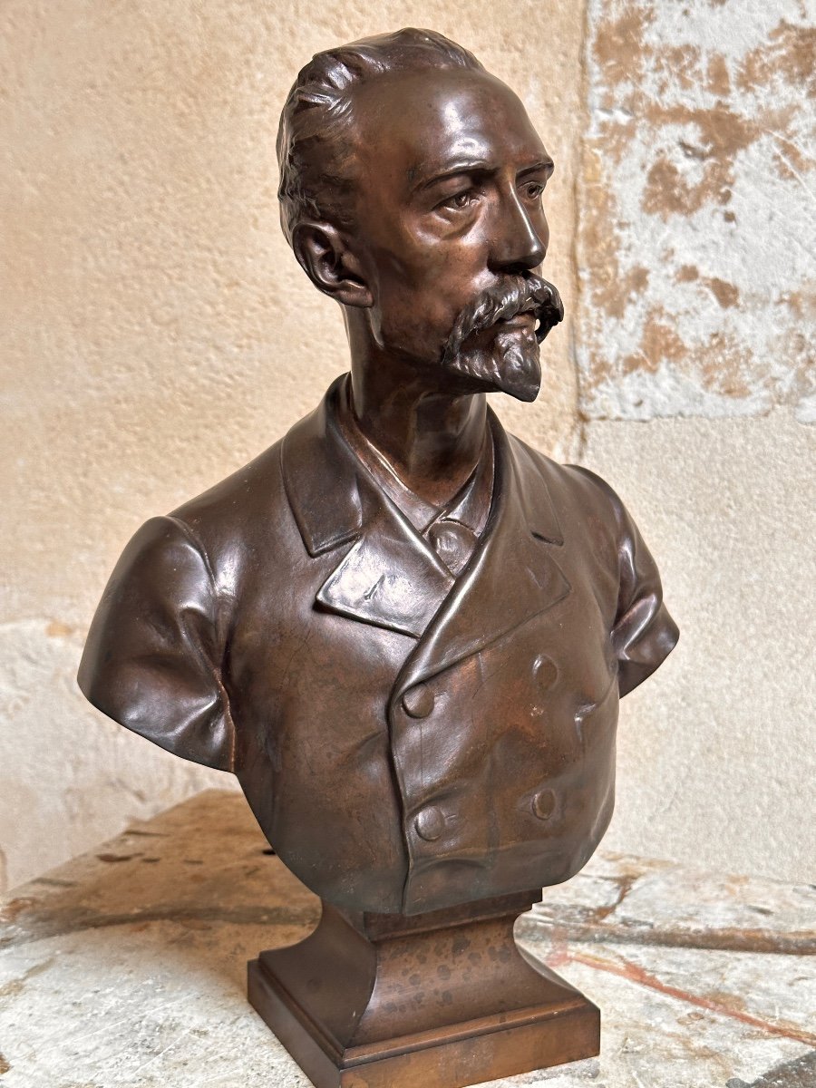 Buste d'Homme - Jules Roulleau (1855-1895) - Bronze-photo-4