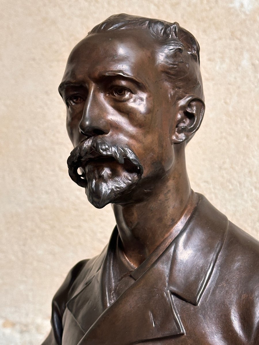 Buste d'Homme - Jules Roulleau (1855-1895) - Bronze-photo-5