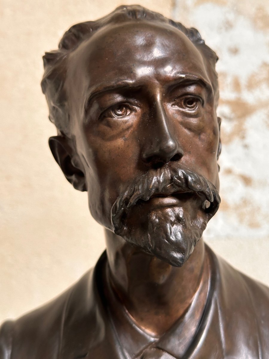 Buste d'Homme - Jules Roulleau (1855-1895) - Bronze-photo-7