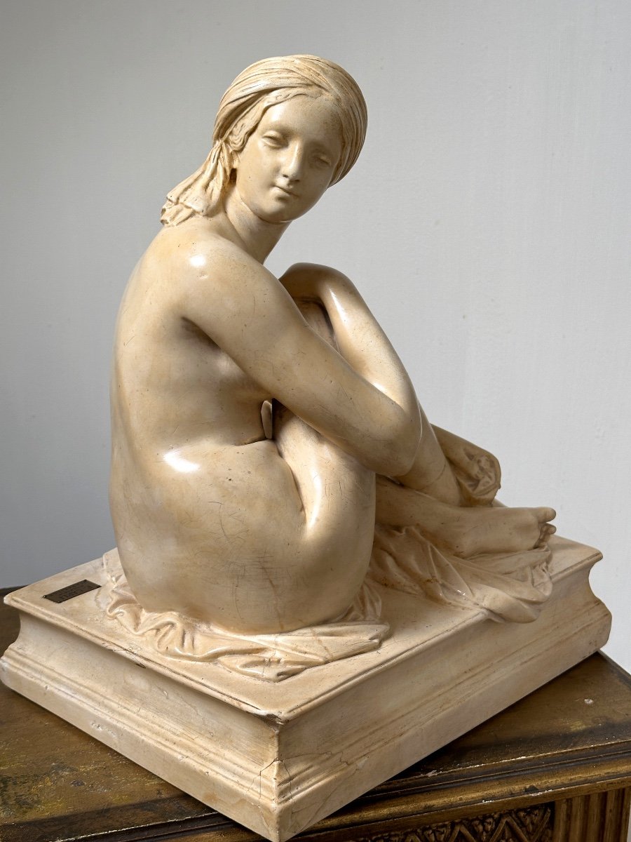 Odalisque - d'après James Pradier - Plâtre Stéariné-photo-3