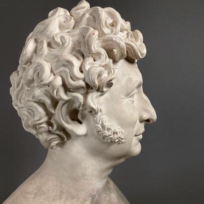 Achille Valois - Grand buste d'homme en pl&acirc;tre