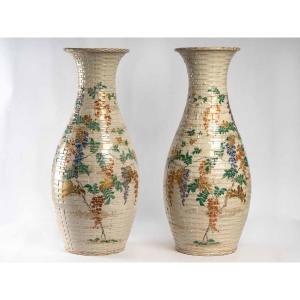 Paire De Vase En Céramique Du Japon époque Meiji