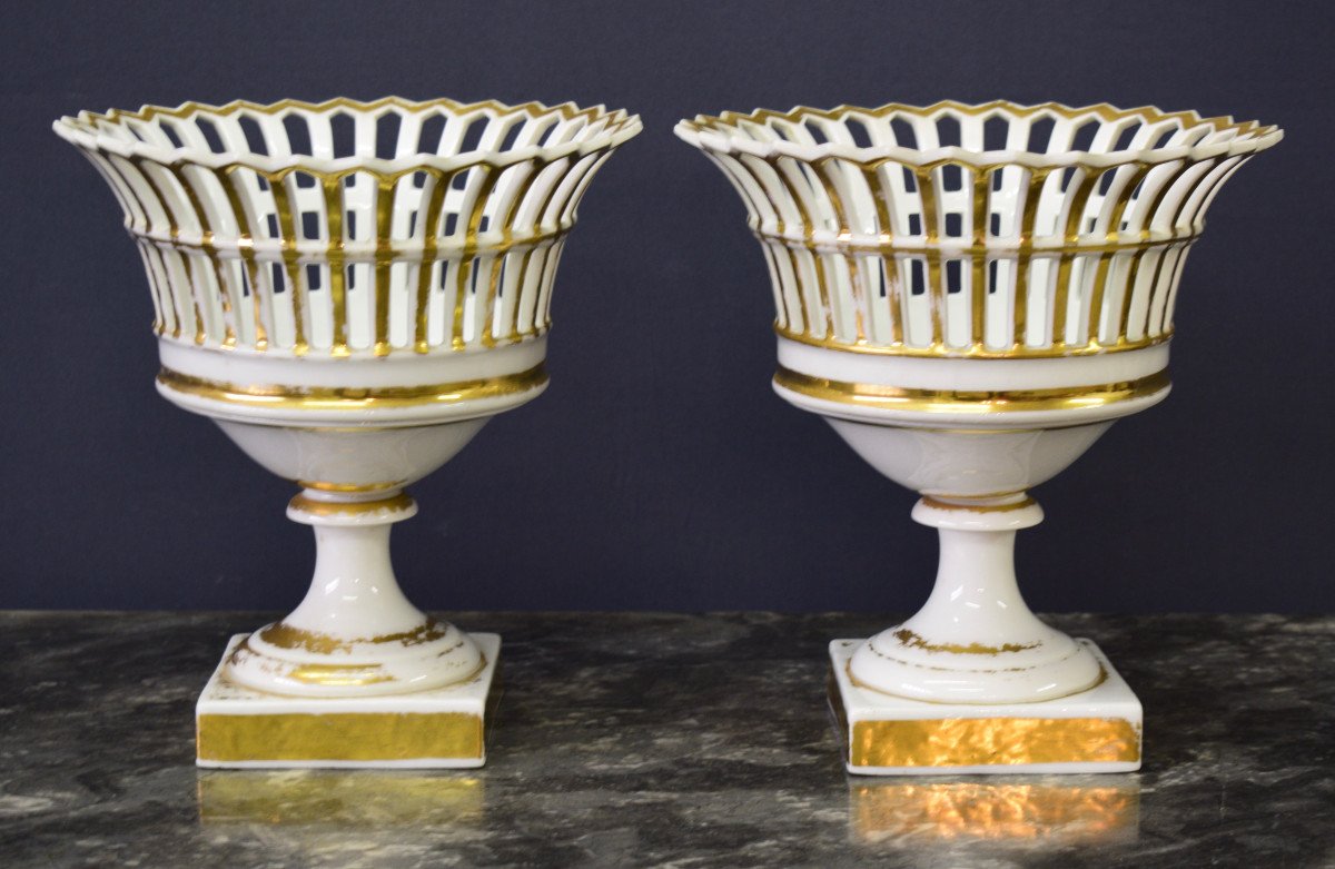 Pair Of Openwork Porcelain Cups