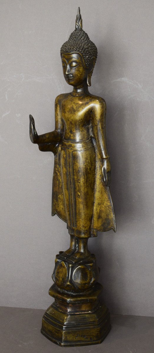 Grand Bouddha Debout En Bronze-photo-2