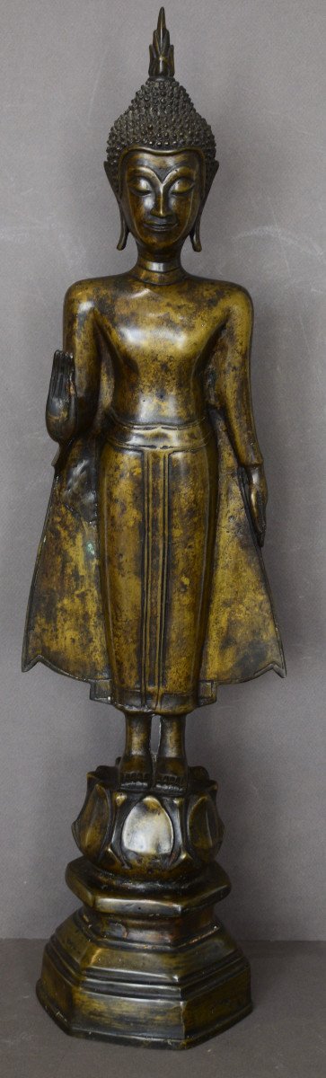 Large Standing Buddha In Bronze-photo-2