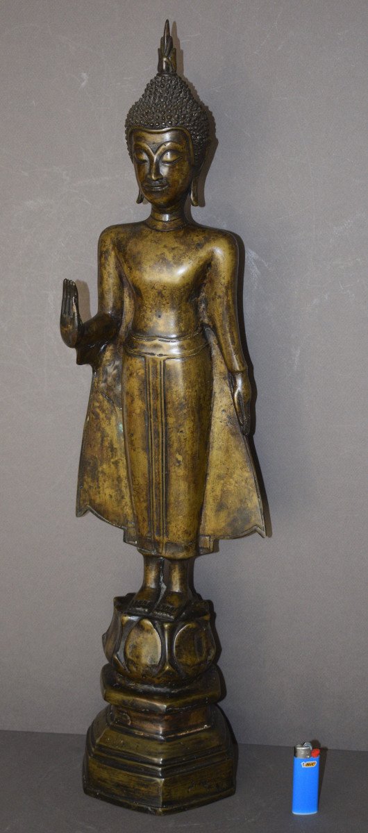 Grand Bouddha Debout En Bronze-photo-4