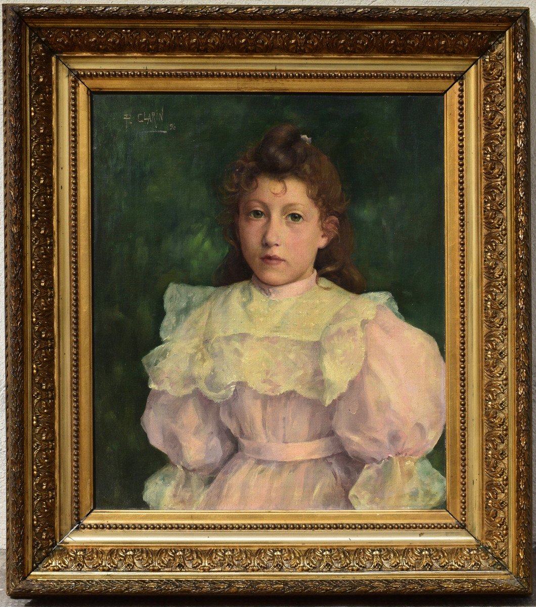 Portrait Of A Child Signed P.clarin