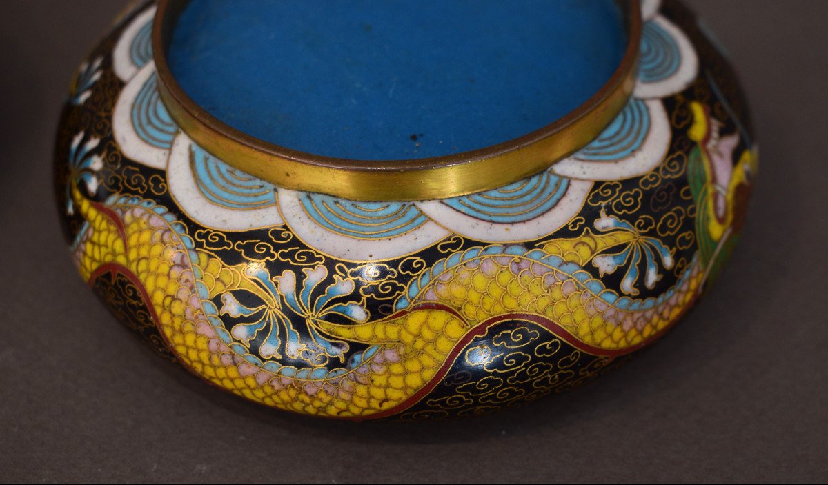  Chine Paire De Brule Parfum En Bronze Cloisonné-photo-3