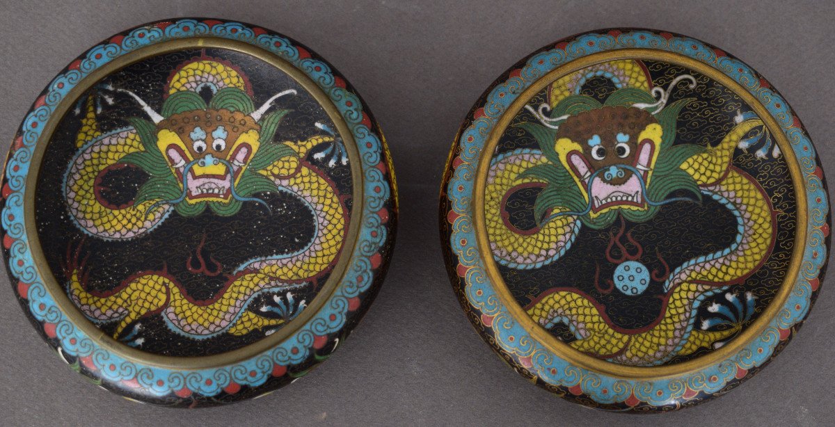 China Pair Of Cloisonne Bronze Perfume Burner-photo-2