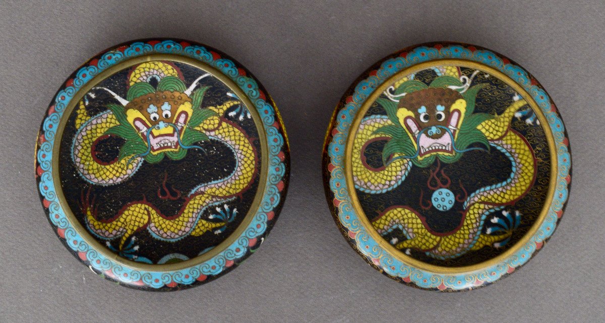 China Pair Of Cloisonne Bronze Perfume Burner