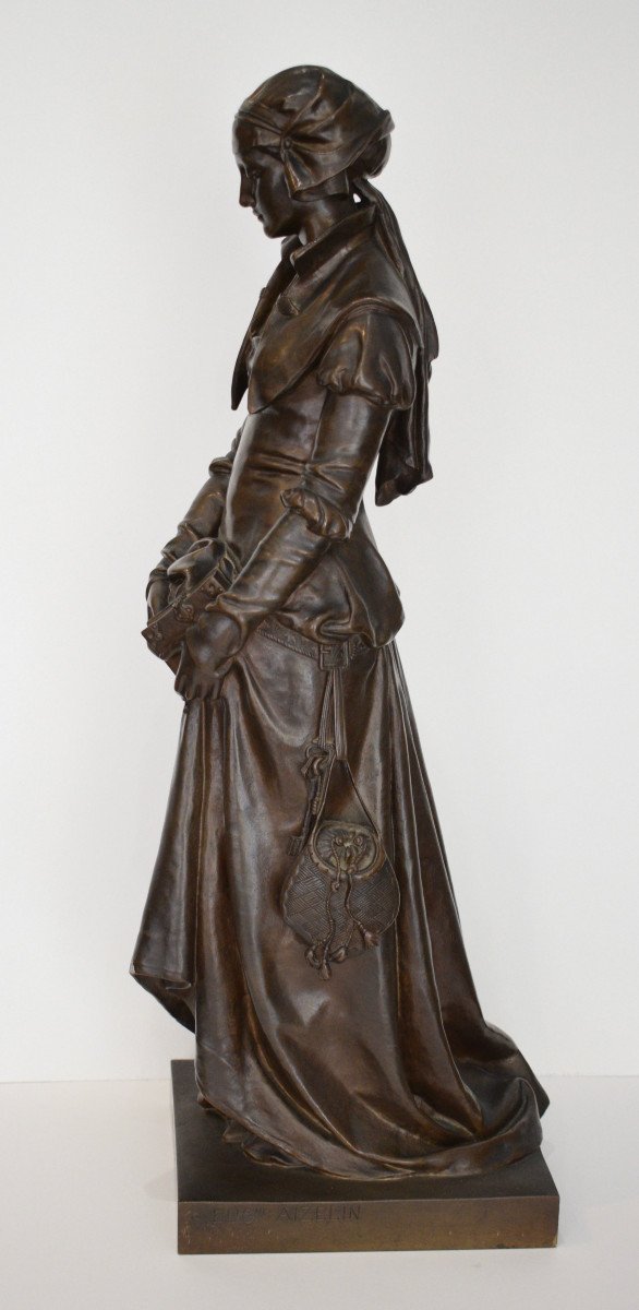 Eugene Antoine Aizelin Grande Statue En Bronze De Marguerite-photo-3