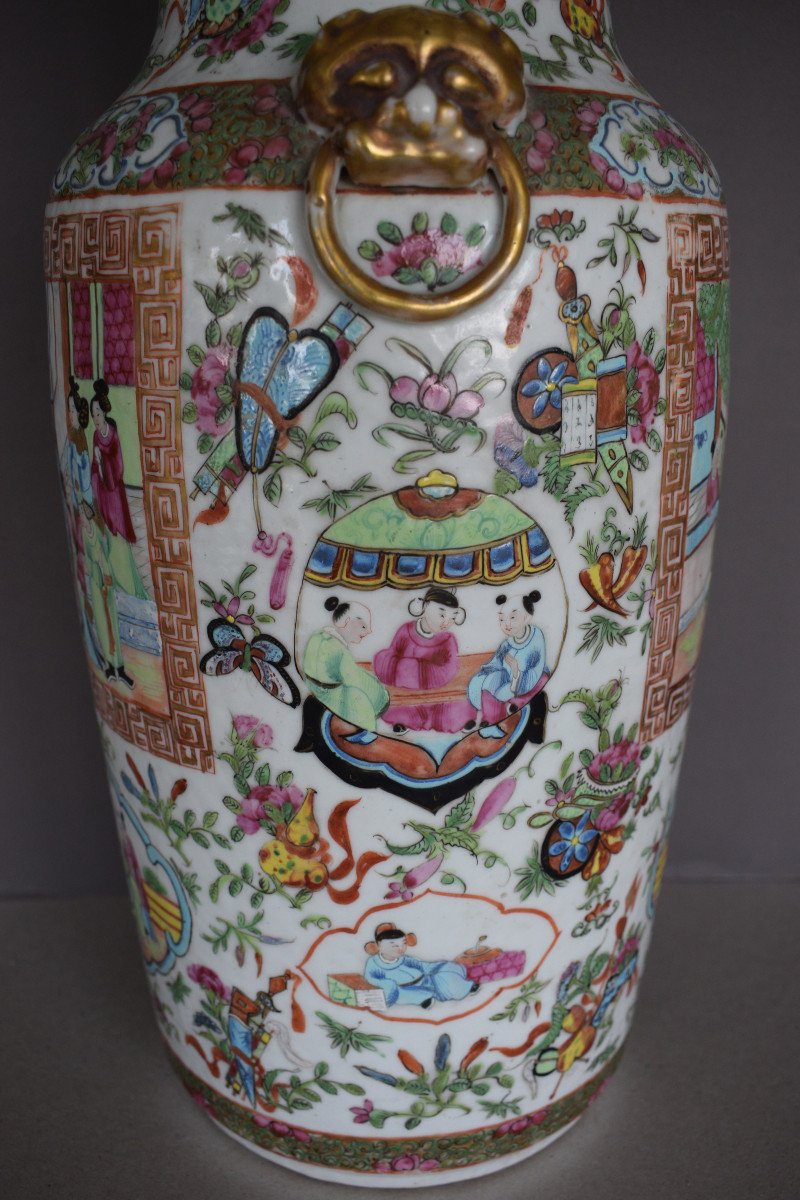 Chine Vase En Porcelaine Polychrome XIX Eme Siecle-photo-3